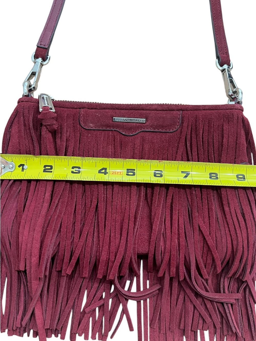 NWOT REBECCA MINKOFF Finn Suede Fringe Burgundy Western Boho Crossbody Bag - Picture 11 of 14